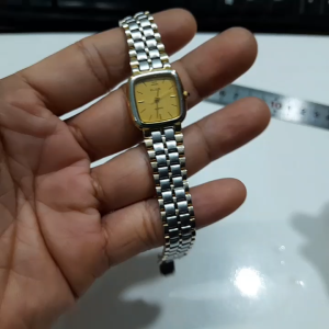 Đồng hồ nữ Elgin mặt hình chữ nhật vintage cổ điển demi vàng 2 hand