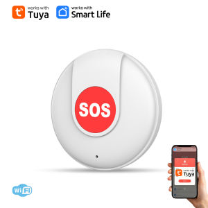 WiFi SOS Button with Tuya APP Alert Emergency Panic Wireless Security Alarm for Elderly Kids Home Safety