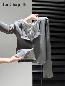 La Chapelle | Layered Style Long Sleeve T-Shirt Slim Fit Lace Trim