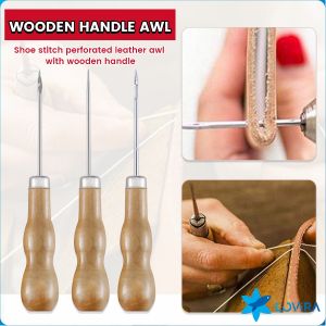 LoviRa Wooden handle awl sewing and sewing tool shoe repair and repair