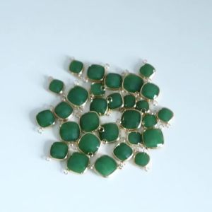 5Pcs Emerald Green Connector Pendant Glass Rhombus Shape Faceted Charms For Jewelry Making Necklace Bracelet Accessories