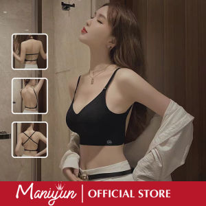 Maniyun บราเซ็กซี่แบบเปิดหลังบรา3ชิ้นสวย 30 กรัมที่รอยต่อด้านหลังบาง 1ซม. ชุดชั้นสวยในเสื้อชั้นระบายคัพ