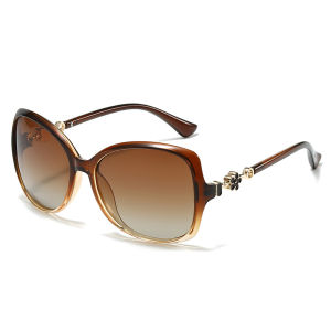 JN IMPRESSION แว่นกันแดดโพลาไรซ์โคลเวอร์สี่แฉกใหม่สำหรับผู้หญิงเฟรมขนาดใหญ่ระดับไฮเอนด์แว่นกันแดดแบบเรโทรที่สง่างาม