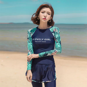 【Peaches】Swimming suit for women Split 3-piece Spot Swimsuit for women Ladys swimsuit swimming wear for women 游泳装女套装 swimming dress for women baju renang perempuan Sportsuit Belly Covering Slim Beach Swimsuit