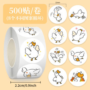 Adorable Big White Goose Roll Stickers Fun Sealing Labels Cartoon Simple Drawing Animals DIY Craft Decorative Paper Supplies