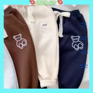 Quần Nỉ Bông Cho Bé Thêu Hình Gấu Quần Nỉ Bé Trai Bé Gái Chất Nỉ Bông Cao Cấp Cho Bé Từ 7 Đến 27kg-BINBON KIDS