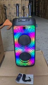 SKG ลำโพง ล้อลาก พกพา บลูทูธ 8นิ้วx2ดอก 30wRMS ไมค์ลอย 2ตัว ไฟวิบวับ (ปิด-เปิดได้) รุ่น KG-076 สีดำ