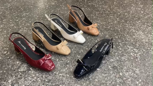 Giày cao gót nữ Anmodels kiểu dáng Sling back mũi vuông phối nơ cao cấp - Min3004N