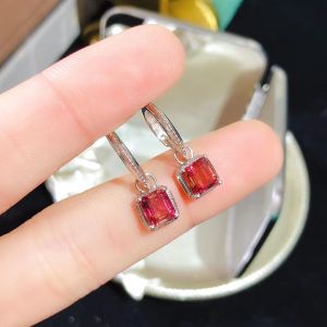 Montagne Jewelry 925 Silver Earrings Square Design Fine Jewellery Natural 5x5mm Tourmaline Earrings Drop Earring