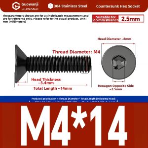 GUWANJI | 304 Stainless Steel Countersunk Hex Head Screw Bolt