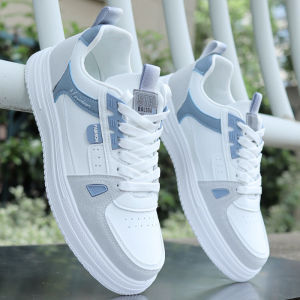 Mens Spring Summer Leather Surface Waterproof Sports Shoes Versatile White Sneakers Trendy Casual Board Shoes Breathable round Toe