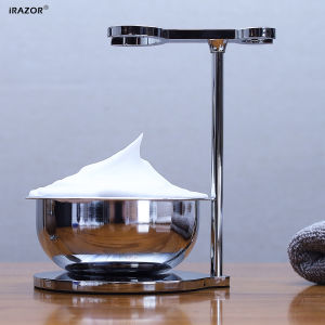 ที่วางมีดโกนและแปรงโกนหนวด iRAZOR Deluxe พร้อมถ้วยสแตนเลส - ที่วางโลหะเพื่อเพิ่มอายุการใช้งานของแปรงและมีดโกน