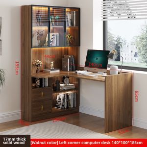 PAMEDI | Luxury Practical Corner Desk with Bookshelf Combination