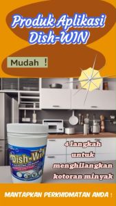 Dish-WIN 40gm_3 Pack Serbuk Alkali Pekat Pembersih Kotoran Minyak_Food stain remover / Oil stain remover / Cleaners / Cleanser