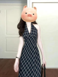 CHANGTONG | Resort V-Neck Plaid Off-Shoulder Skinny Dress
