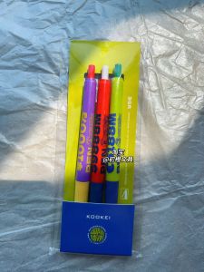 KOOKEI Pen หมึกสีดำแห้งเร็วแบบกดปุ่มสไตล์อเมริกัน หมึกน้ำ หัวเขียนแบบกระบอกโลหะ ทนทานต่อการใช้งานทุกวัน
