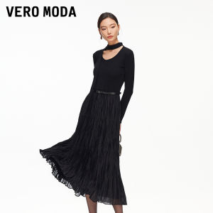 Vero Moda | Wool-Blend Formal Occasion Dress with Ribbons and Pleats