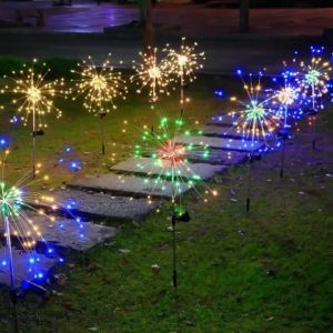 90/120 LED พลังงานแสงอาทิตย์ Dandelion สไตล์ไฟสายประดับกันน้ำโคมไฟติดพื้นสำหรับ ลานสวน