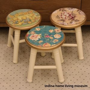 American Style Low Stool Fashionable Creative Foot Wash Low round Stool Nordic Small round Stool Cartoon Solid Wood Home Bench