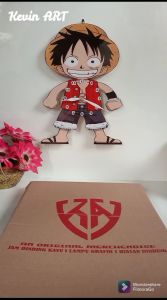 JAM DINDING KAYU UNIK CUSTOM BESAR VINTAGE KARAKTER GAMBAR ONEPICE