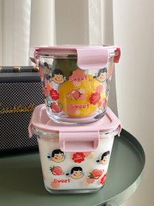 Heat Resistant Glass Soup Bowl with Lid Freshness Preservation Box for Taking Lunch to Work Or School Fruit Storage Container