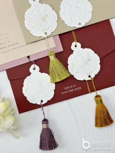 In Stock Original New Chinese Style Double-Sided Gilding Cut Out 3D Relief Osmanthus Fragrans Camellia Fragrance Tassel Tag
