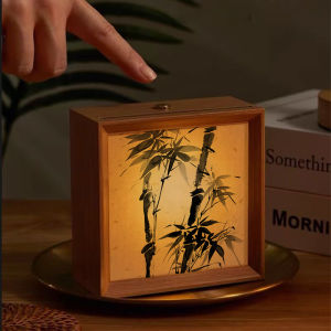 New Chinese Style Creative Calligraphy Panda Wooden Night Light Table Lamp Glowing Picture Frame Decorative Piece DIY Home Decor