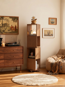 DONGMU | Oak 360 Rotatable Movable Bookshelf