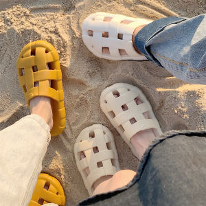 Thin Strip Casual Fashion Hollowed Toe Box Slippers Mens and Womens Summer Fashion Outdoor Non-Slip Eva Seaside Beach Shoes