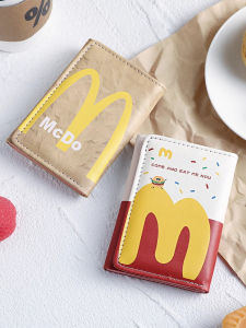 Portable Student Wallet McDonalds Creative Cartoon Three-Fold Short Coin Purse Childrens ID Card Holder Youth Fashion Bag