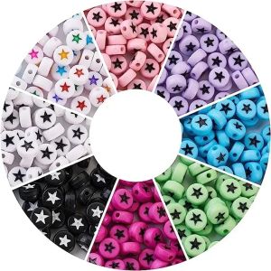 100/200/300/500PCS Acrylic Star Beads Flat Round Spacer Beads for Jewelry Making DIY Handmade Bracelet Necklace Accessories