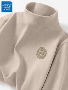 Jeanswest Mens Thermal Long Sleeve T-Shirt Double-sided Fleece Half-high Collar Casual Winter Base Layer Shirt