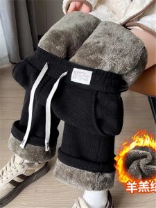 Fleece Wide-Leg Pants Womens Fall and Winter 2024 New Arrival Thickened Narrow Casual Straight Pants plus Size Keep Warm Corduroy Pants