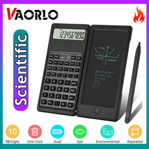 VAORLO Foldable 2 IN 1 Scientific Digital Calculators 10 Digits LCD Display Desktop Calculators With 6 Inch Writing Tablet Support Stylus Pen Erase Button Lock For School College Office Business