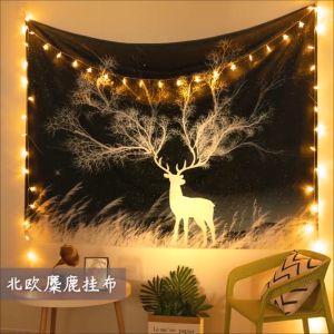 200*150cm ผ้าแขวนตกแต่ง + 600cm ไฟดาว ผ้าแขวนผนัง ลายอวกาศ สําหรับตกแต่งห้อง ผ้าพื้นหลัง