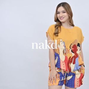 NAKD FASHION EVERLEE CHALLIS BASIC SUMMER COMFY DAILY CASUAL BKK TERNO WOMEN SET COORDINATES 1909