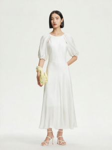 Vero Moda | Đầm Elegance Pháp Mới Hè Cổ Tròn Dây Kéo Sau