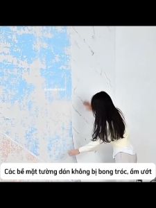 cuộn xốp Pvc vân đá dán tường dài 3 mét rộng 60 cm mặt sau có sẵn keo dán cho tường phẳng mịn và láng nhẵn