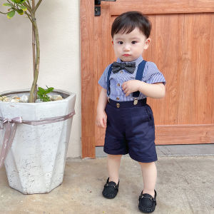Boys Summer Suit Infant Clothes Gentleman BDU Wedding Dress Code on One Year Old Gift Ceremony Wedding Flower Boys British Style Suit