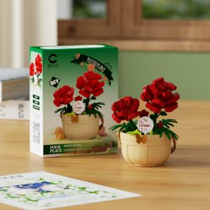 Immortal Flower Basket Building Blocks - Fun Rose Education DIY Desktop Ornaments Toys Christmas Gifts