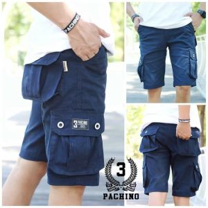 Celana Cargo Pendek Pria Stretch Melar Tebal Skinny Warna Hitam Putih Abu Cream Biru Short Cowok Premium