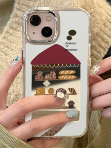 Cute Mirror Bread House Style Phone Case for Apple 15Pro 14 13Pro Max 12 11Pro XSMax 7 8Plus XR Protective Cover Womens Edition