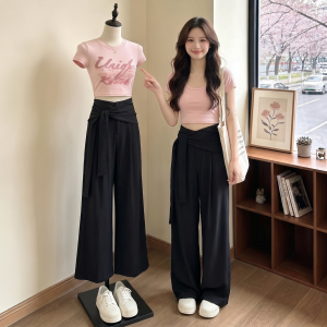 AIYITI | Wide Leg Band Ice Silk Light Loose Fit Pant Womens