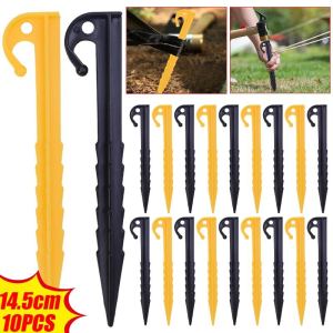 หมุดเต็นท์พลาสติก10ชิ้นขนาด14.5ซม. หมุดตอกสำหรับงานหนักกลางแจ้งเสาสำหรับตั้งแคมป์ตะปูเต็นท์ลวดฟันเลื่อยกันลมตะปูยึดพื้น
