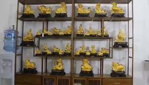 【现货】十二生肖擺件 招财生肖摆件 鼠牛虎兔龙蛇马羊猴鸡狗猪绒沙金招财工艺品 Zodiac Feng Shui  泰国招财 三合生肖。。。