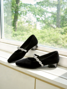 Josiny | Black Pointed Mary Jane Shoes Heels