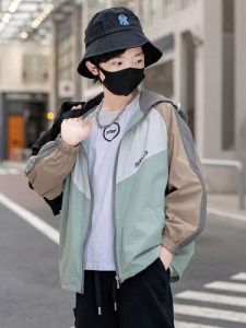 Boys Summer Lightweight Breathable Sun Protection Clothing Ice Silk Childrens Outerwear Casual Style Polyester Fiber