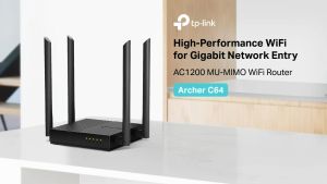 Router Wi-Fi 5 Gigabit Dual-Band TP-Link Archer C64 AC1200 4× Antena MU-MIMO Wave2 WPA3 IPv6 Mendukung IPTV Router WiFi Nirkabel TP LINK
