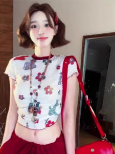 BINKAFENNY | Slimming Short Sleeve Round Neck T-Shirt Womens Summer Plus Size Unique Short Length Printed Casual Comfortable Fit Top