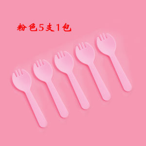 Color Plastic Fork Independent 5 Packs Disposable Fork Birthday Cake Fork Creative Cute Fruit Dessert Small Fork
